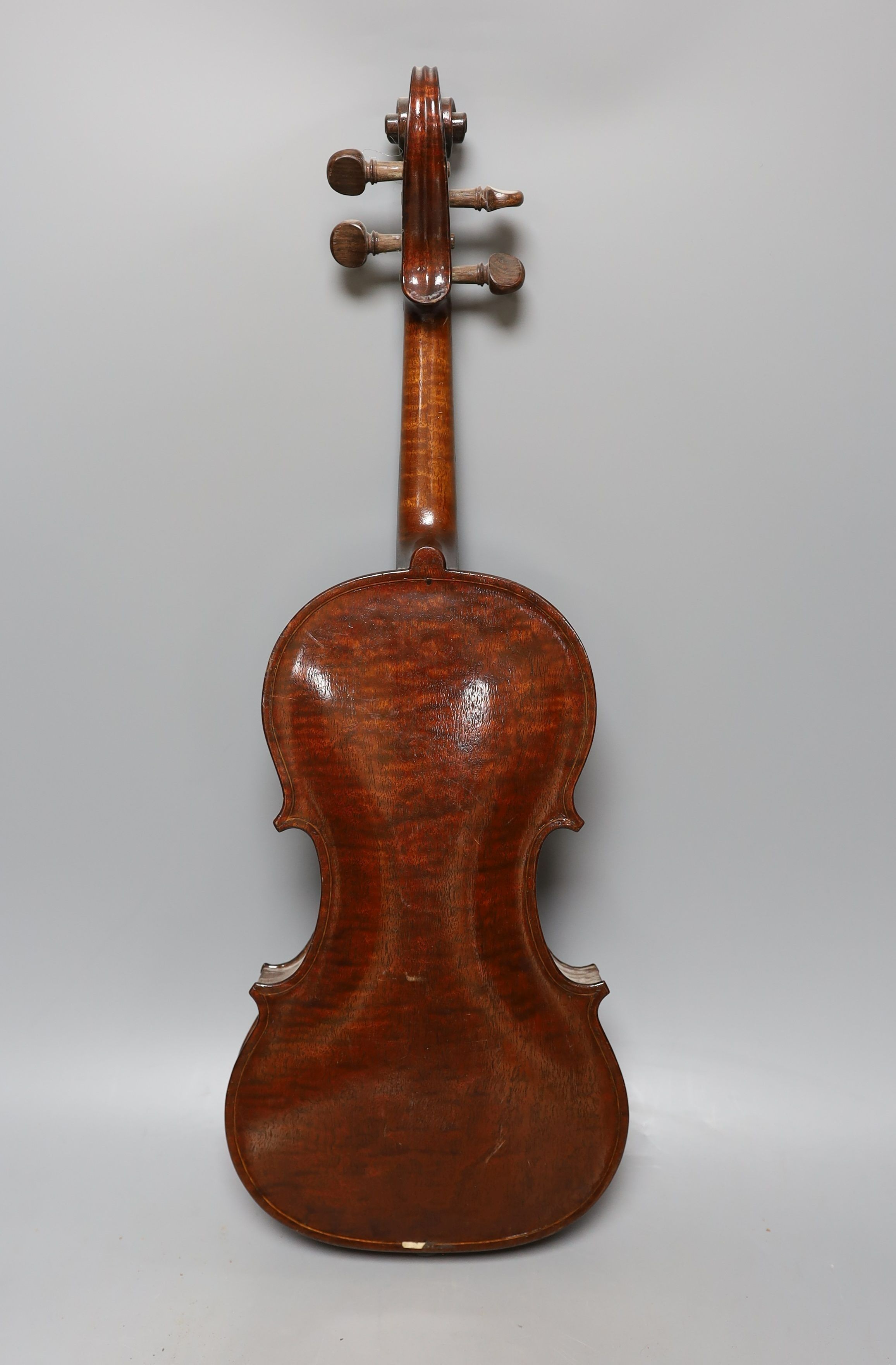 A cased 19th century violin